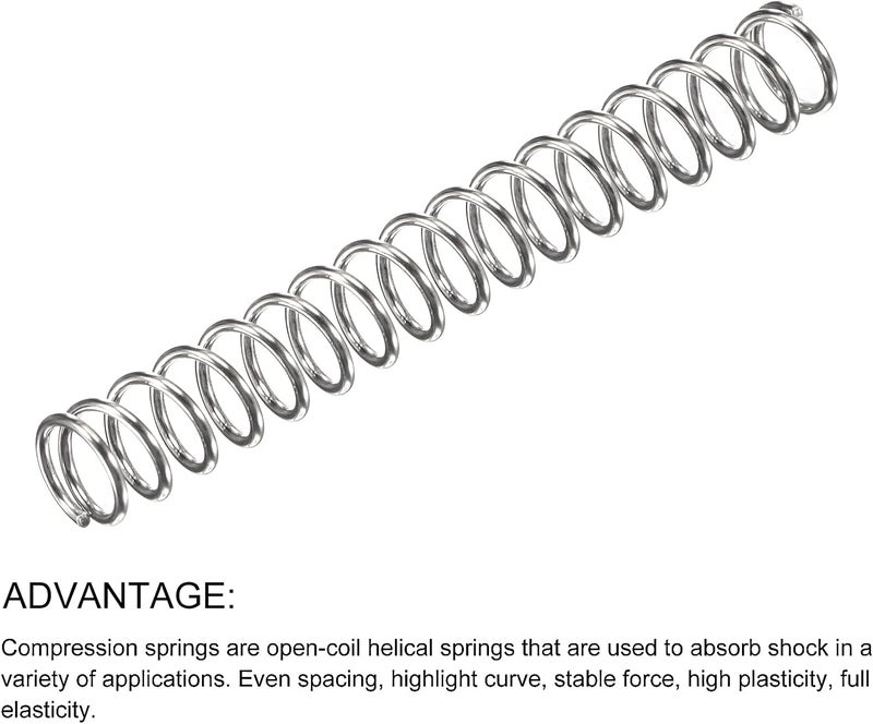 METALLIXITY Compression Springs (0.8x7mm OD,50mm Free Length) 20Pcs, 304 Stainless Steel 17.2N Extension Spring - for Shop Home Repairs, DIY Projects, Silver Tone - Image 5